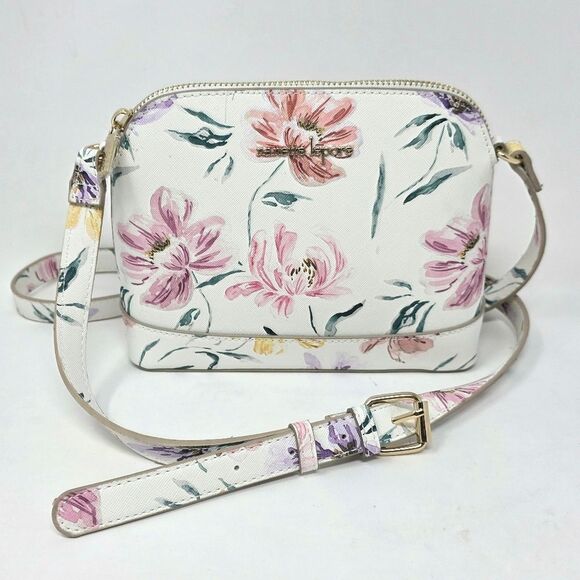 Nanette Lepore Handbags - Nanette Lepore Crossbody Shoulder Mini Buckle Bag White Floral NWOT Pockets